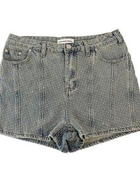 Innovare Denim Rhinestone Crystal Embellished High Rise Mini Shorts Size Medium